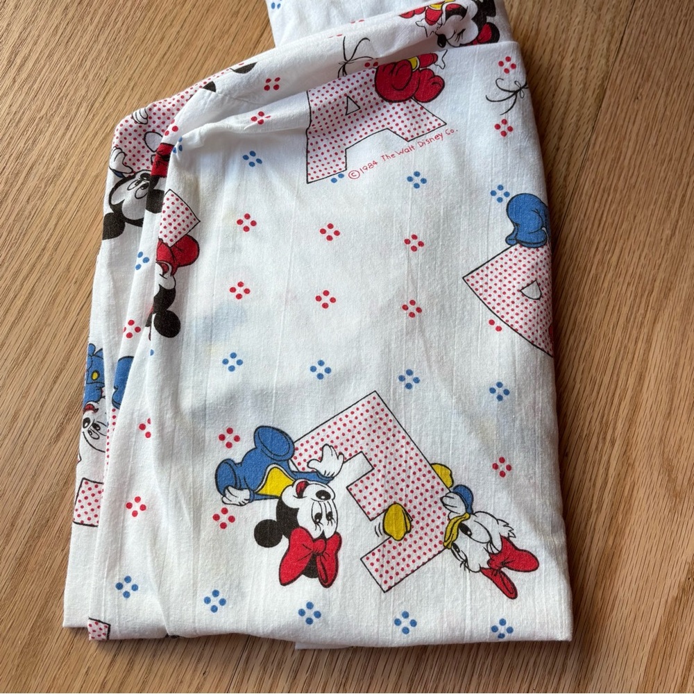Vintage 1984 Dundee Fitted Mini Crib Sheet Baby Mickey Alphabet Print Cotton